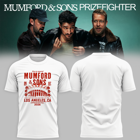 Mumford And Sons Los Angeles CA 2026 Exclusive Event Tee Prizefighter Tour October 6 7 2026 T-Shirt