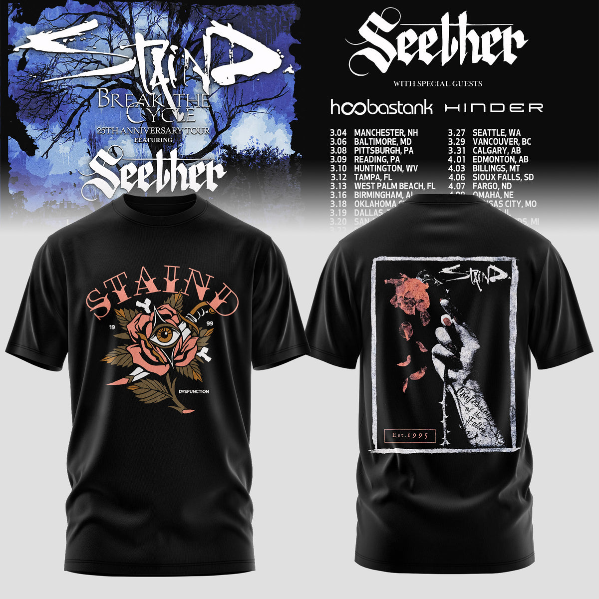 Staind and Seether Break The Cycle Tour T-Shirt