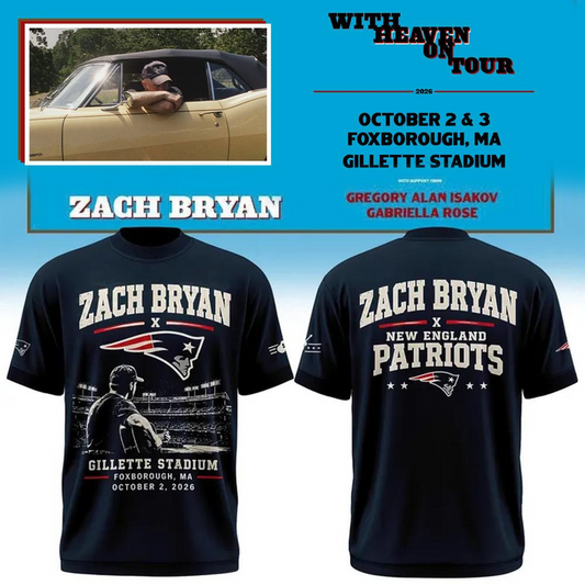 Zach Bryan x New England Patriots Concert Black T-Shirt